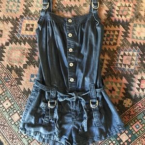 Jean shorts button front jumpsuit w/belt small